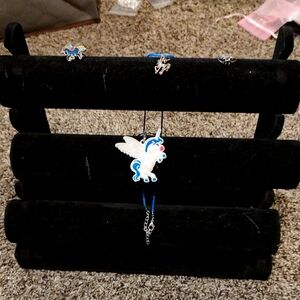 Unicorn Pendant Necklace with Blue Accents